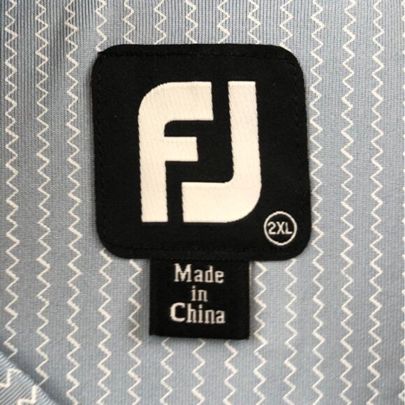 FootJoy Mens Performance Polo Shirt Size 2XL Blue Zigzag Short Sleeve Golf - Picture 5 of 12